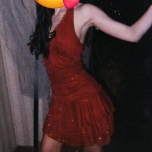 Red glitter salsa cocktail mini dress (Vintage)